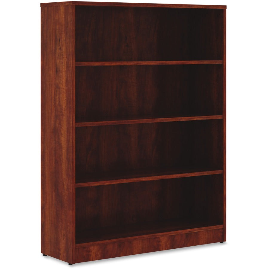 Lorell Laminate Bookcase - 4 Shelf(ves) - 48" Height x 36" Width x 12" Depth - Sturdy, Adjustable Feet - Cherry - Laminate - 1 Each