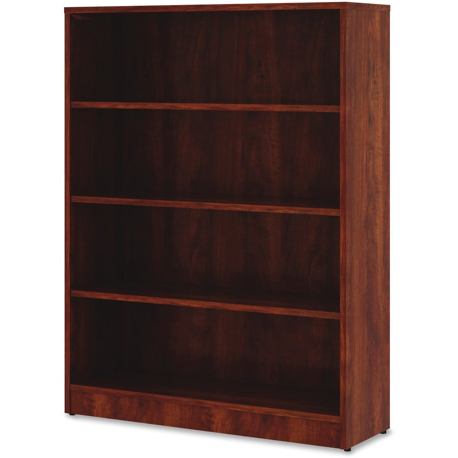 Lorell Laminate Bookcase - 4 Shelf(ves) - 48" Height x 36" Width x 12" Depth - Sturdy, Adjustable Feet - Cherry - Laminate - 1 Each