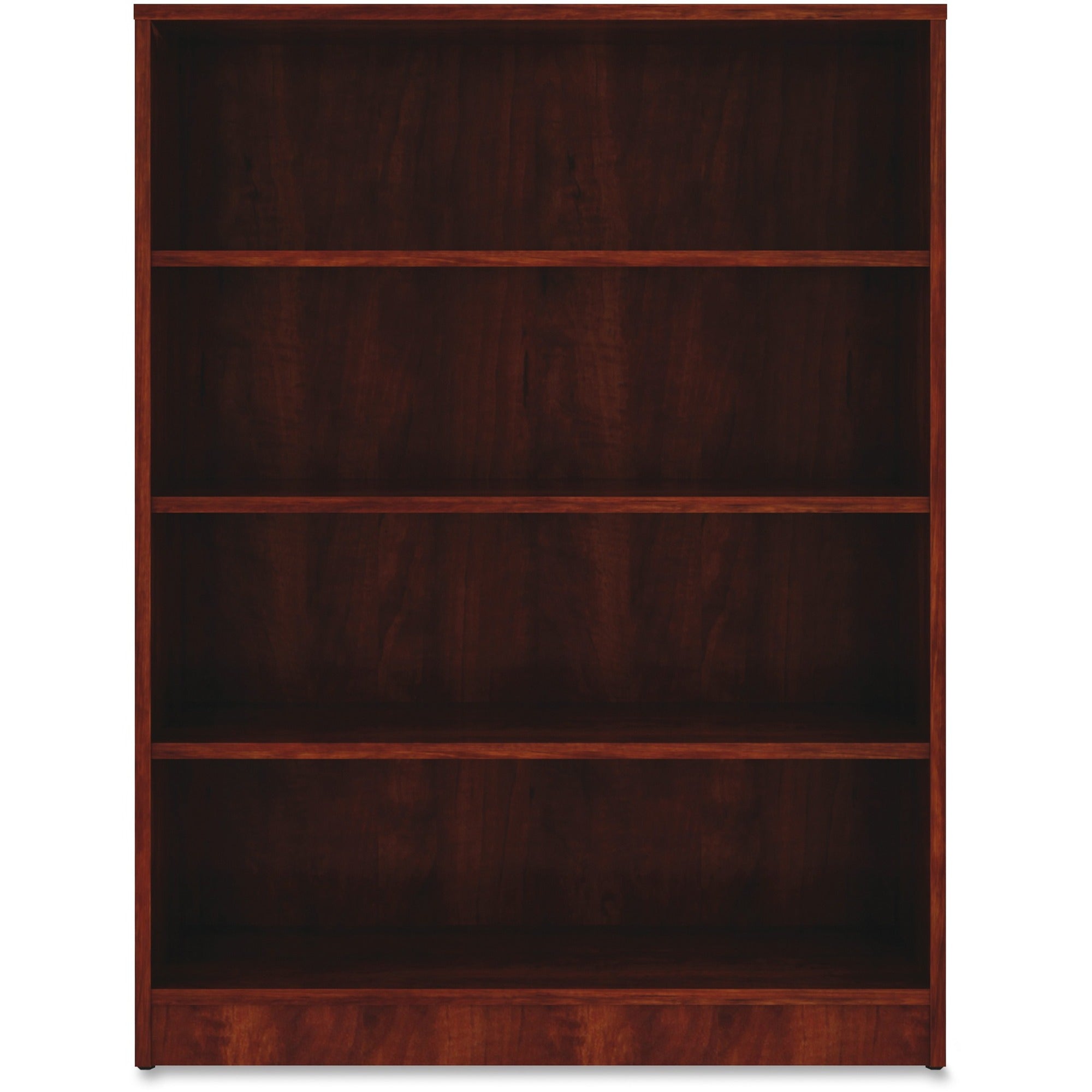 lorell-laminate-bookcase-4-shelfves-48-height-x-36-width-x-12-depth-sturdy-adjustable-feet-cherry-laminate-1-each_llr99785 - 1