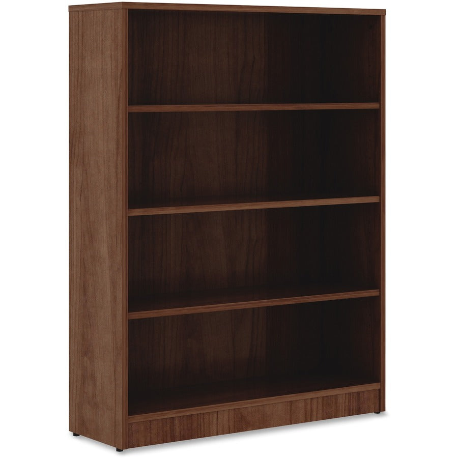 Lorell Laminate Bookcase - 4 Shelf(ves) - 48" Height x 36" Width x 12" Depth - Sturdy, Adjustable Feet - Walnut - Laminate - 1 Each