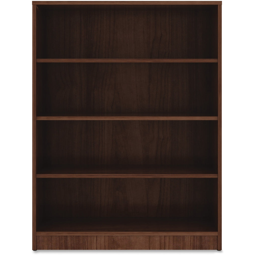 lorell-laminate-bookcase-4-shelfves-48-height-x-36-width-x-12-depth-sturdy-adjustable-feet-walnut-laminate-1-each_llr99786 - 1