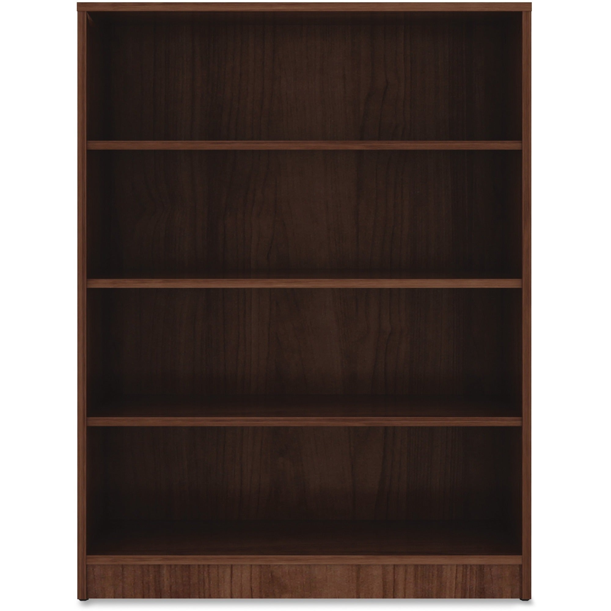 lorell-laminate-bookcase-4-shelfves-48-height-x-36-width-x-12-depth-sturdy-adjustable-feet-walnut-laminate-1-each_llr99786 - 1