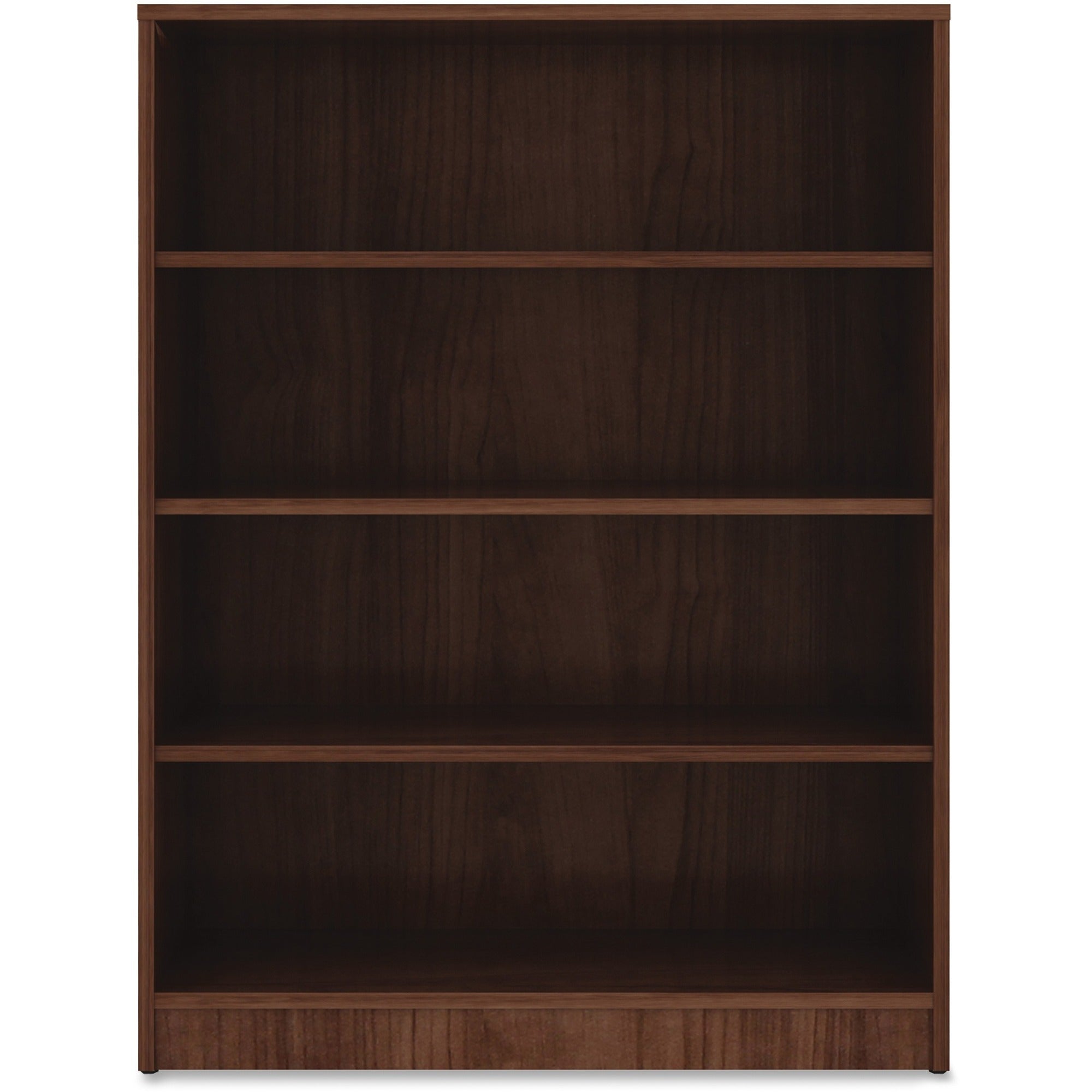 Lorell Laminate Bookcase - 4 Shelf(ves) - 48" Height x 36" Width x 12" Depth - Sturdy, Adjustable Feet - Walnut - Laminate - 1 Each