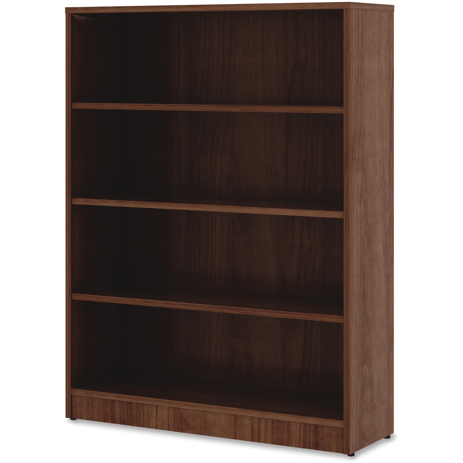 lorell-laminate-bookcase-4-shelfves-48-height-x-36-width-x-12-depth-sturdy-adjustable-feet-walnut-laminate-1-each_llr99786 - 2