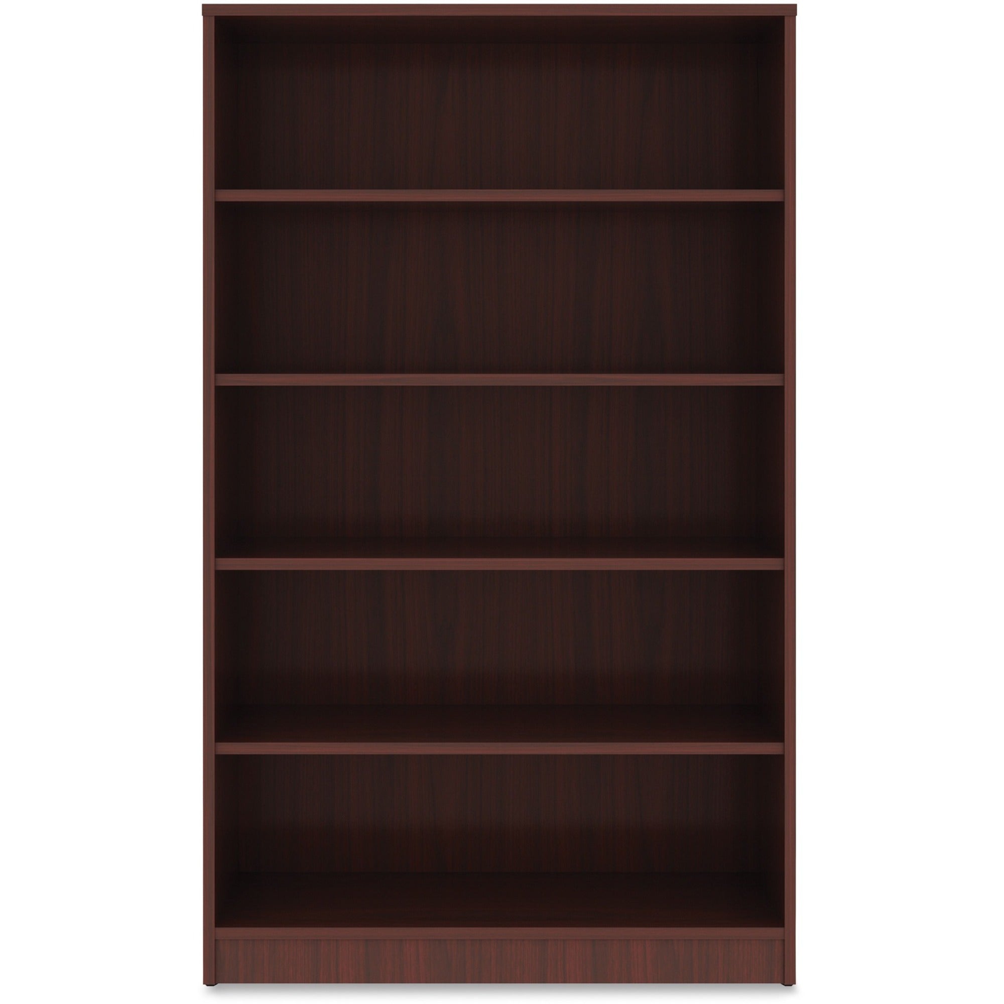 Lorell Laminate Bookcase - 0.8" Shelf, 36" x 12"60" - 5 Shelve(s) - 4 Adjustable Shelf(ves) - Square Edge - Material: Thermofused Laminate (TFL) - Finish: Mahogany