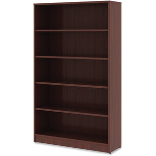 Lorell Laminate Bookcase - 0.8" Shelf, 36" x 12"60" - 5 Shelve(s) - 4 Adjustable Shelf(ves) - Square Edge - Material: Thermofused Laminate (TFL) - Finish: Mahogany
