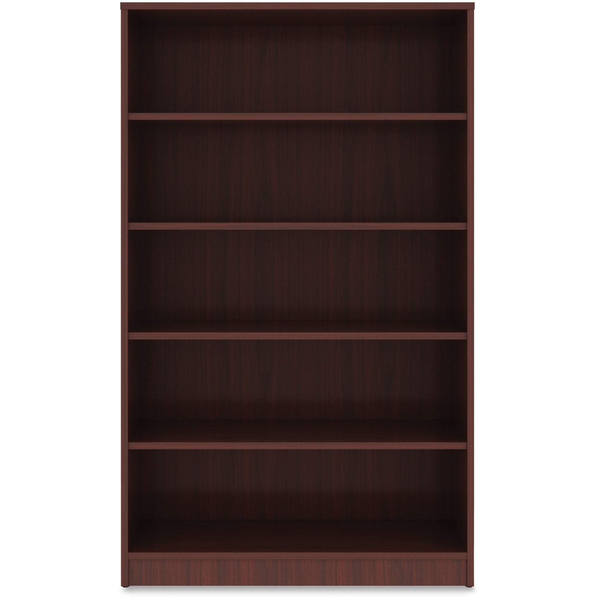 lorell-laminate-bookcase-08-shelf-36-x-1260-5-shelves-4-adjustable-shelfves-square-edge-material-thermofused-laminate-tfl-finish-mahogany_llr99787 - 1