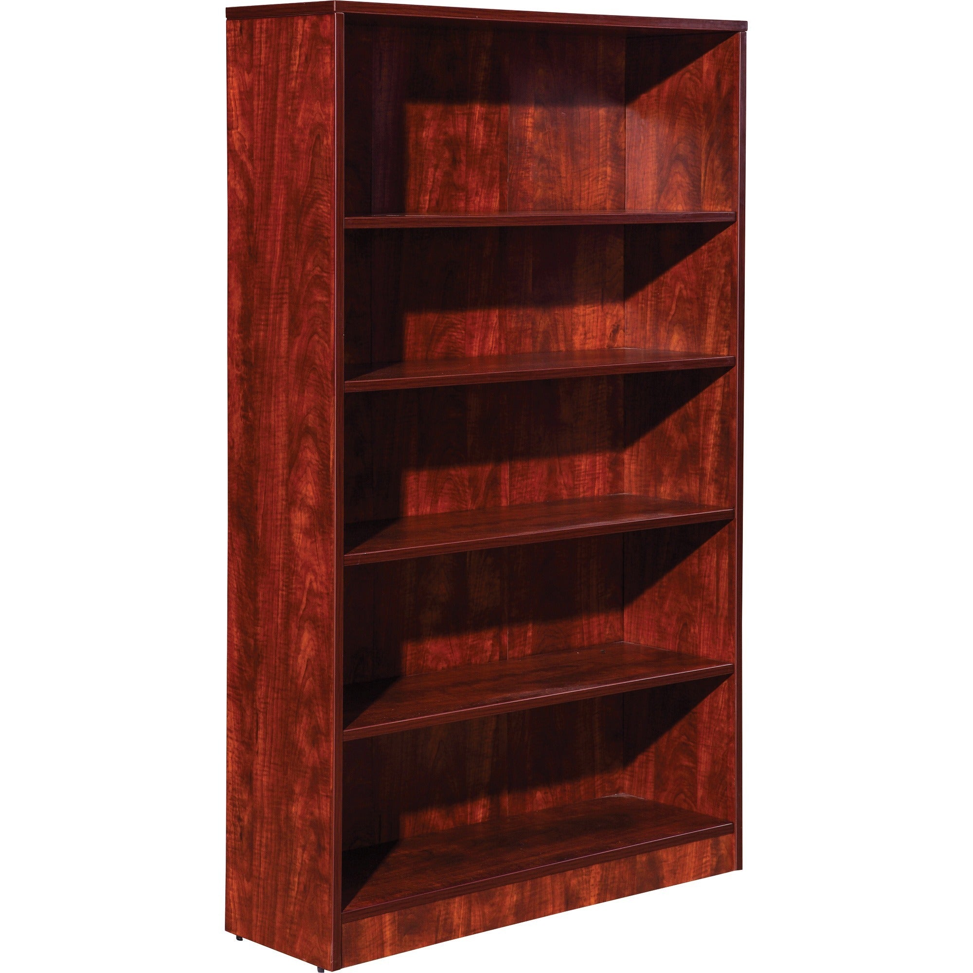 lorell-laminate-bookcase-08-shelf-36-x-1260-5-shelves-4-adjustable-shelfves-square-edge-material-thermofused-laminate-tfl-finish-cherry_llr99788 - 1
