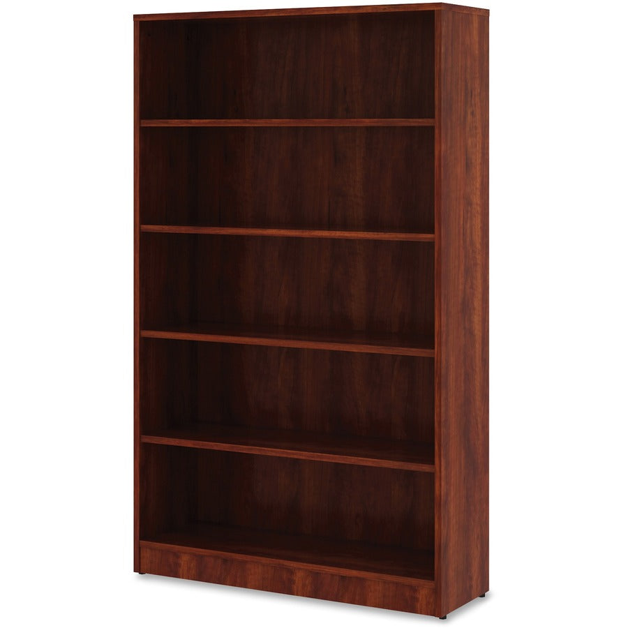 Lorell Laminate Bookcase - 0.8" Shelf, 36" x 12"60" - 5 Shelve(s) - 4 Adjustable Shelf(ves) - Square Edge - Material: Thermofused Laminate (TFL) - Finish: Cherry