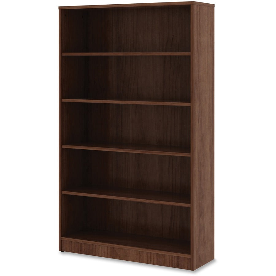 Lorell Laminate Bookcase - 0.8" Shelf, 36" x 12"60" - 5 Shelve(s) - 4 Adjustable Shelf(ves) - Square Edge - Material: Thermofused Laminate (TFL) - Finish: Walnut
