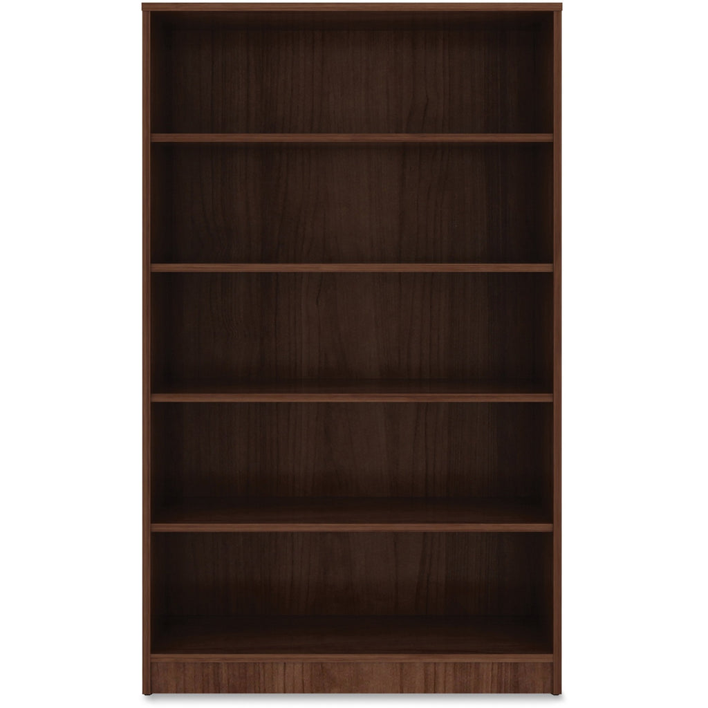 Lorell Laminate Bookcase - 0.8" Shelf, 36" x 12"60" - 5 Shelve(s) - 4 Adjustable Shelf(ves) - Square Edge - Material: Thermofused Laminate (TFL) - Finish: Walnut