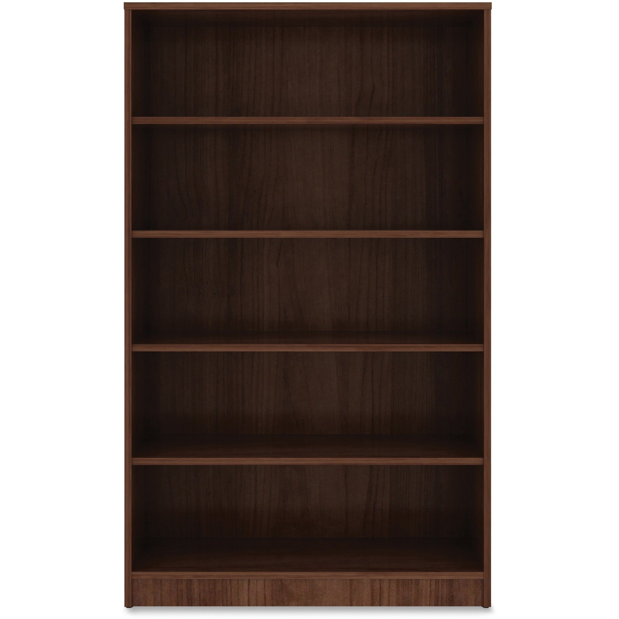 Lorell Laminate Bookcase - 0.8" Shelf, 36" x 12"60" - 5 Shelve(s) - 4 Adjustable Shelf(ves) - Square Edge - Material: Thermofused Laminate (TFL) - Finish: Walnut