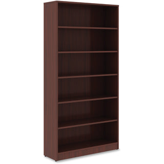 lorell-laminate-bookcase-6-shelfves-72-height-x-36-width-x-12-depth-sturdy-adjustable-feet-adjustable-shelf-thermofused-laminate-tfl-mahogany-laminate-1-each_llr99790 - 3