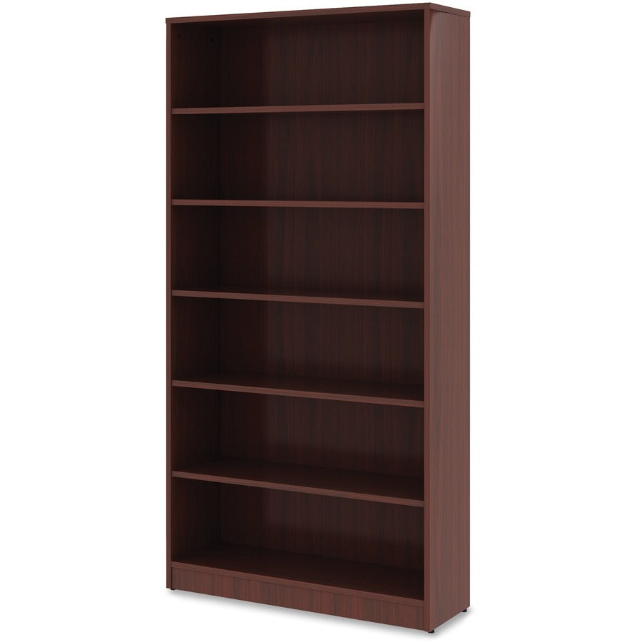 Lorell Laminate Bookcase - 6 Shelf(ves) - 72" Height x 36" Width x 12" Depth - Sturdy, Adjustable Feet, Adjustable Shelf - Thermofused Laminate (TFL) - Mahogany - Laminate - 1 Each