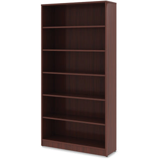 Lorell Laminate Bookcase - 6 Shelf(ves) - 72" Height x 36" Width x 12" Depth - Sturdy, Adjustable Feet, Adjustable Shelf - Thermofused Laminate (TFL) - Mahogany - Laminate - 1 Each