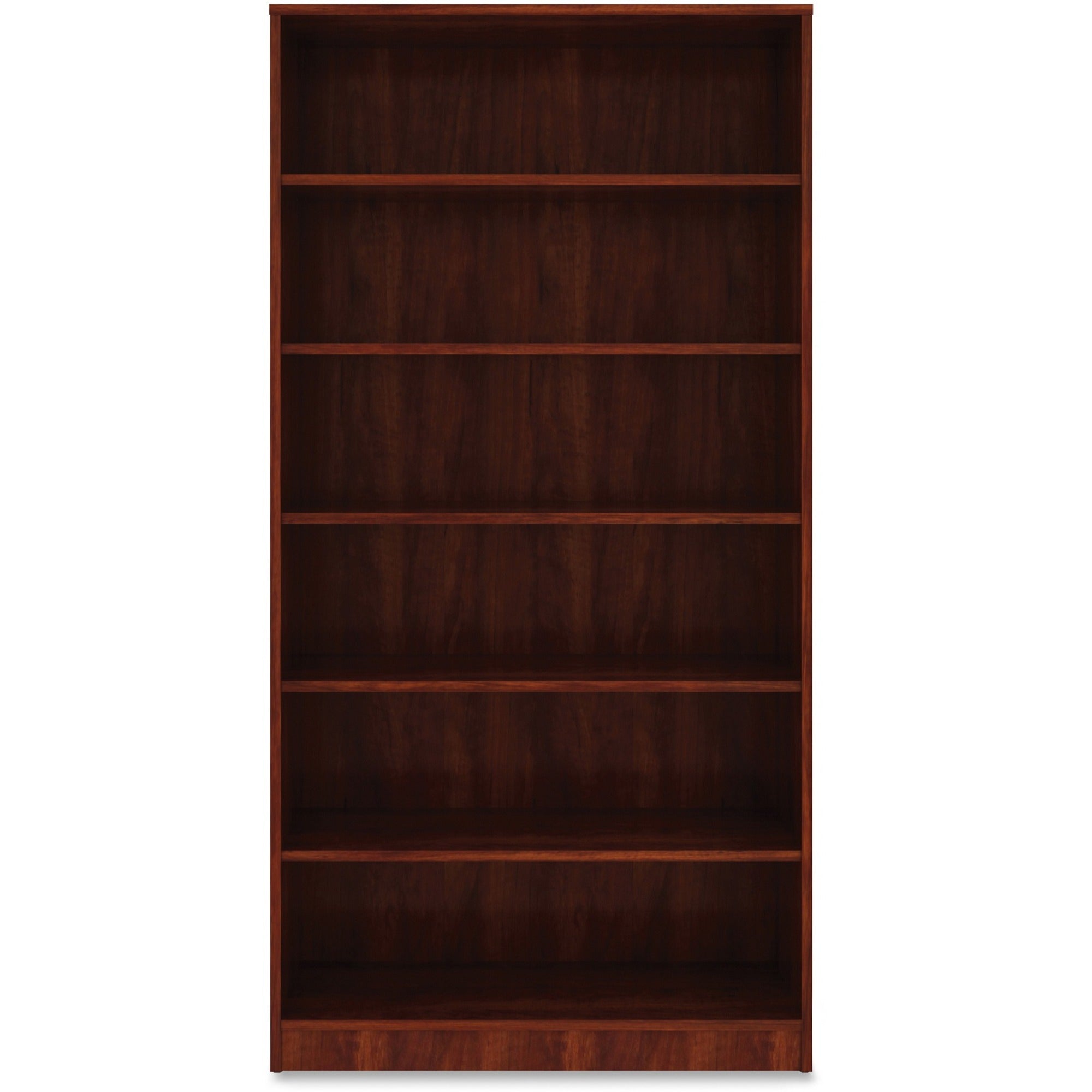 Lorell Laminate Bookcase - 6 Shelf(ves) - 73" Height x 36" Width x 12" Depth - Sturdy, Adjustable Feet, Adjustable Shelf - Thermofused Laminate (TFL) - Cherry - Laminate - 1 Each