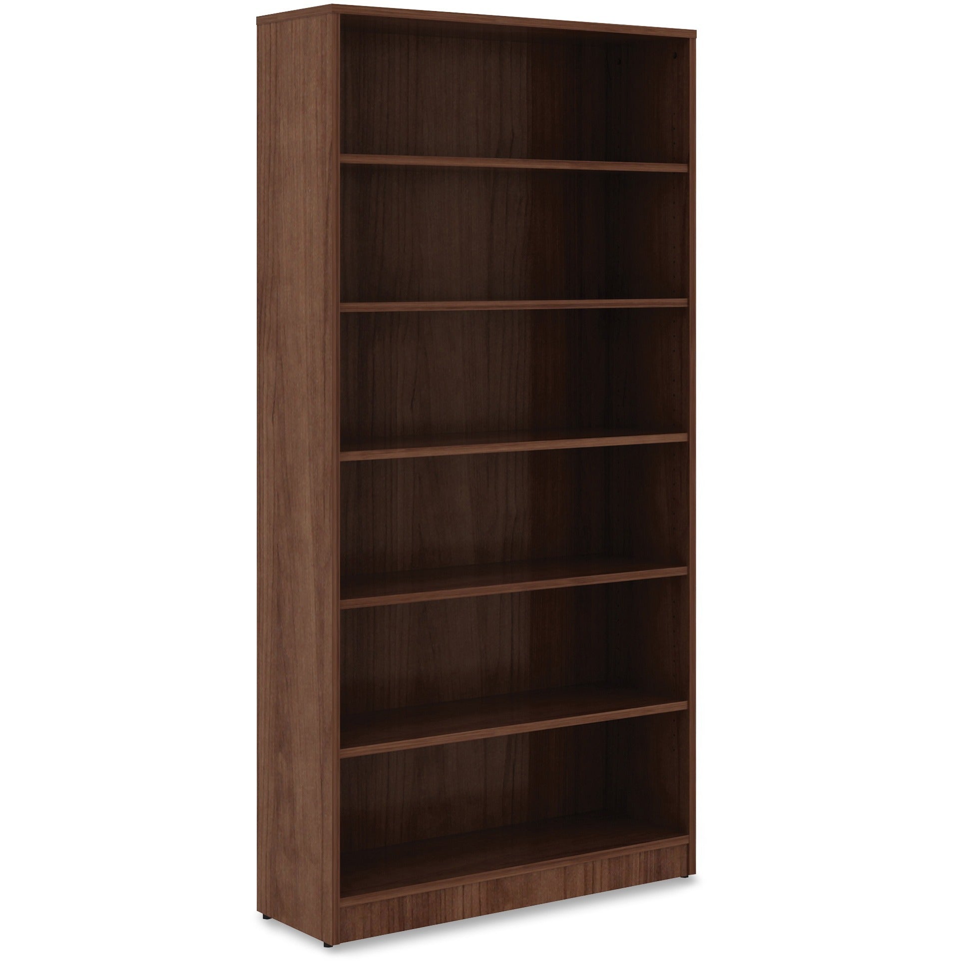 lorell-laminate-bookcase-6-shelfves-72-height-x-36-width-x-12-depth-sturdy-adjustable-feet-adjustable-shelf-thermofused-laminate-tfl-walnut-laminate-1-each_llr99792 - 3