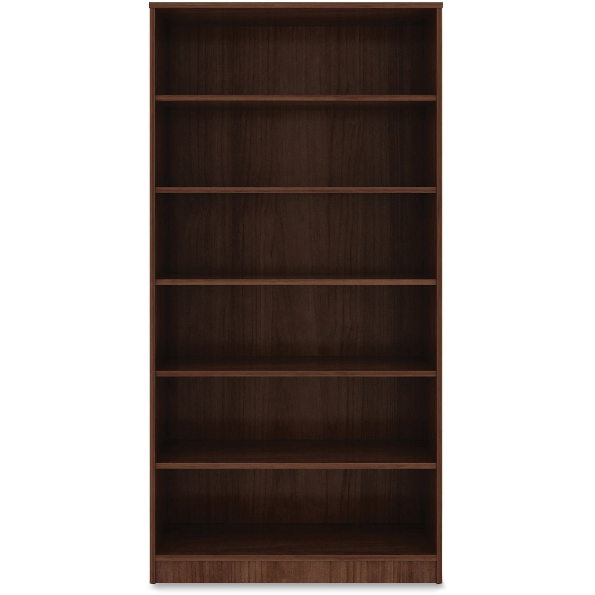 lorell-laminate-bookcase-6-shelfves-72-height-x-36-width-x-12-depth-sturdy-adjustable-feet-adjustable-shelf-thermofused-laminate-tfl-walnut-laminate-1-each_llr99792 - 1