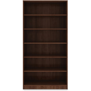 lorell-laminate-bookcase-6-shelfves-72-height-x-36-width-x-12-depth-sturdy-adjustable-feet-adjustable-shelf-thermofused-laminate-tfl-walnut-laminate-1-each_llr99792 - 1