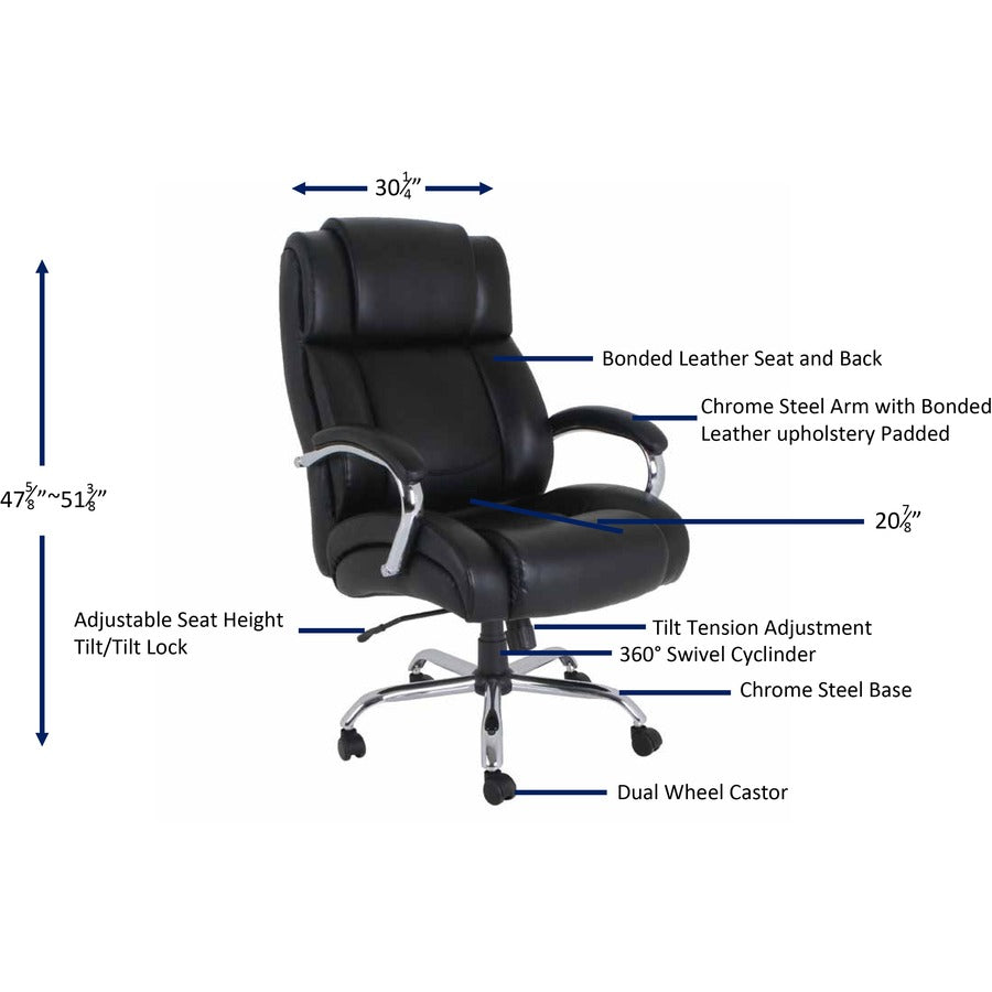 Lorell Big & Tall Chair with UltraCoil Comfort - Black - 1 Each