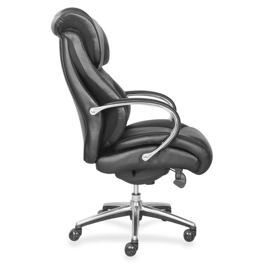 La-Z-Boy Executive Chair - Faux Leather Seat - Faux Leather Back - Mid Back - Black - 1 Each