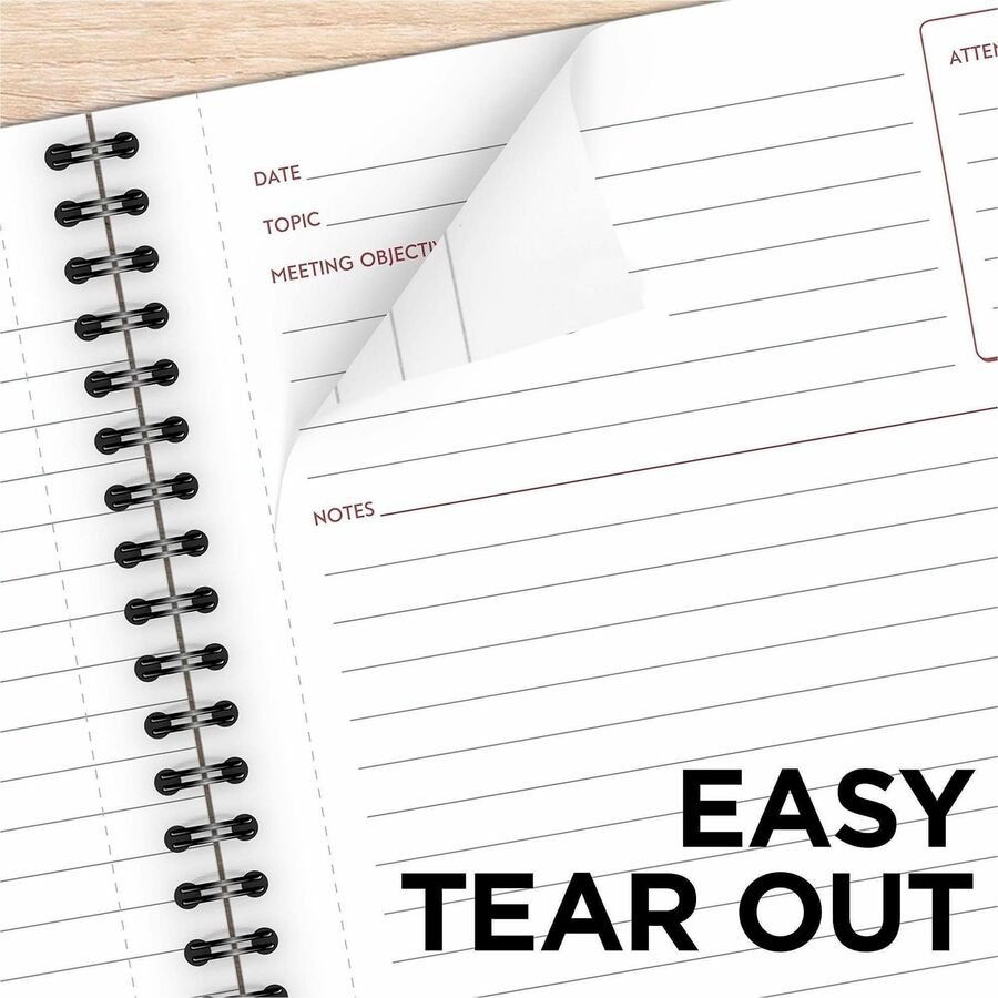 Mead Limited Meeting Notebook - 80 Pages - Wire Bound - Both Side Ruling Surface - Ruled - 7 1/4" x 9 1/2" - Black Cover - Perforated, Dual Sided - Recycled - 1 Each