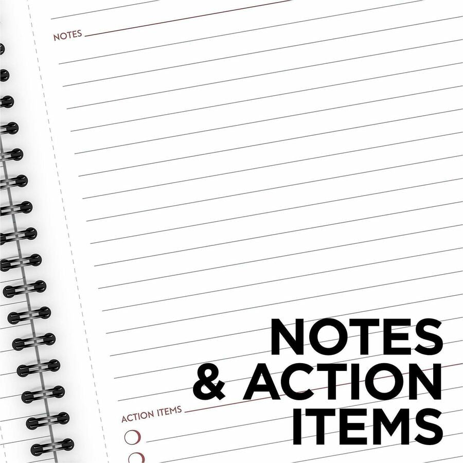 Mead Limited Meeting Notebook - 80 Pages - Wire Bound - Both Side Ruling Surface - Ruled - 7 1/4" x 9 1/2" - Black Cover - Perforated, Dual Sided - Recycled - 1 Each