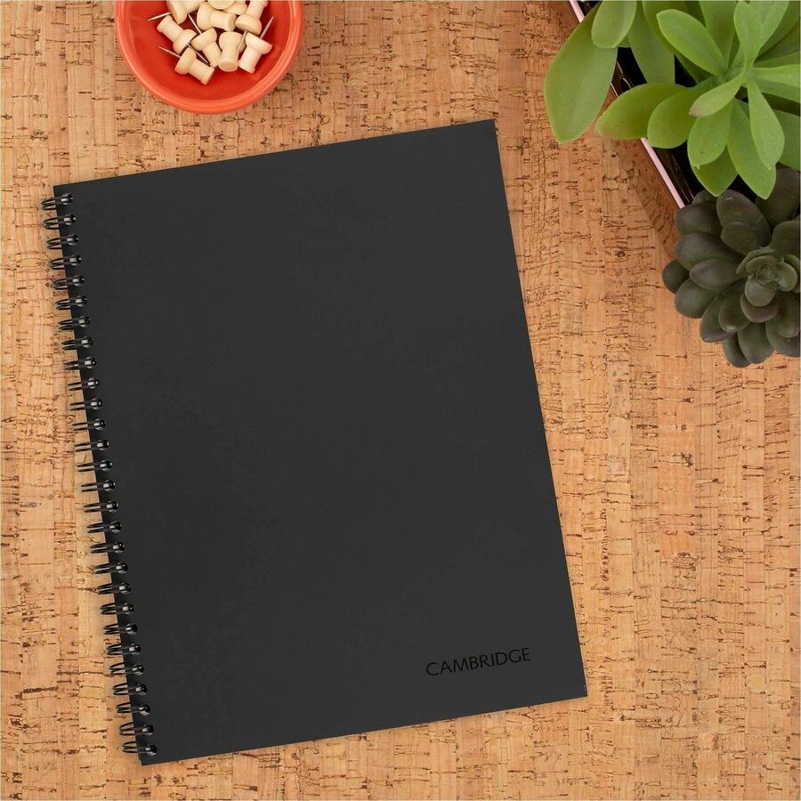 Mead Limited Meeting Notebook - 80 Pages - Wire Bound - Both Side Ruling Surface - Ruled - 7 1/4" x 9 1/2" - Black Cover - Perforated, Dual Sided - Recycled - 1 Each