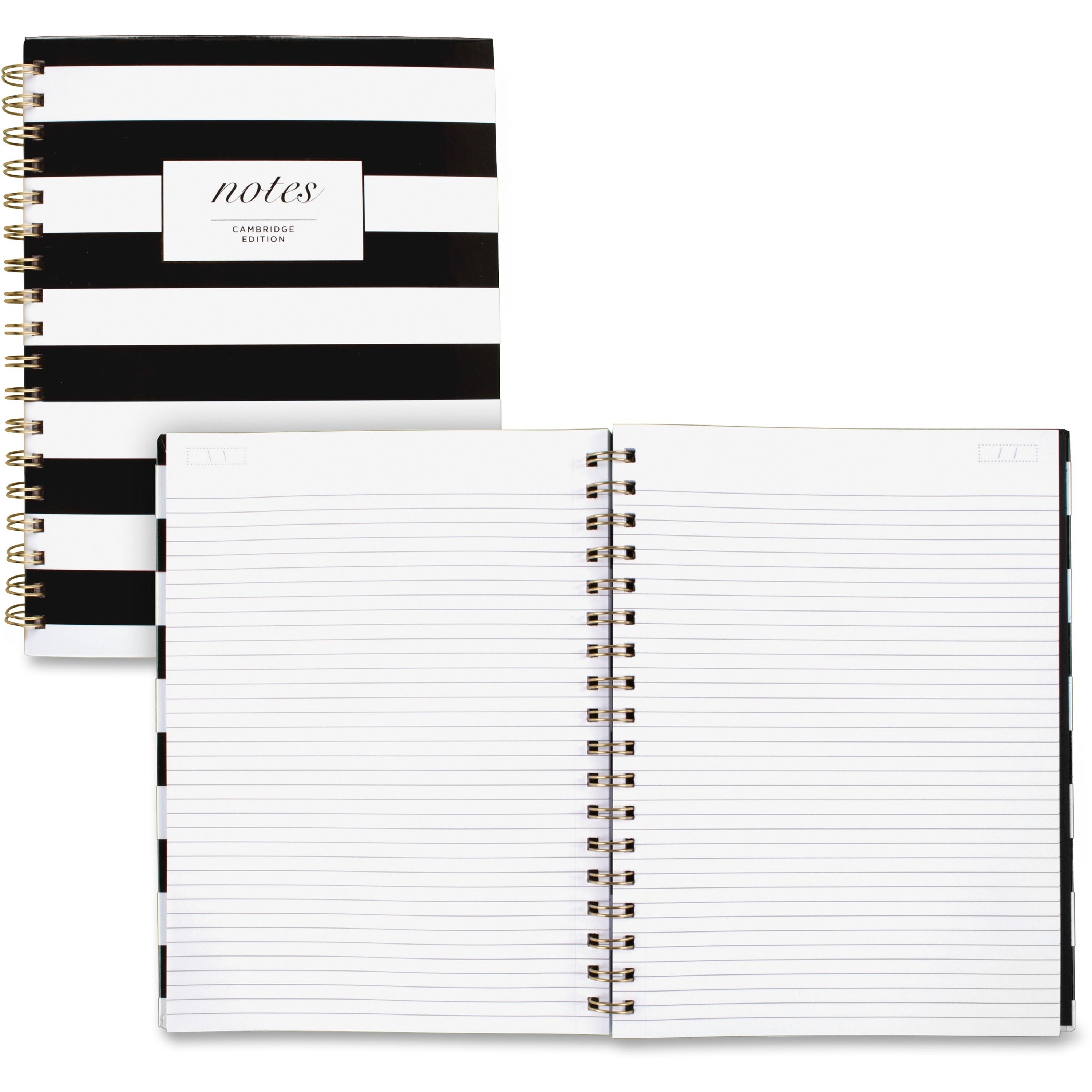 Black and White Striped Hardcover Notebook, 1-Subject, Wide/Legal Rule, Black/White Stripes Cover, (80) 9.5 x 7.25 Sheets - 1