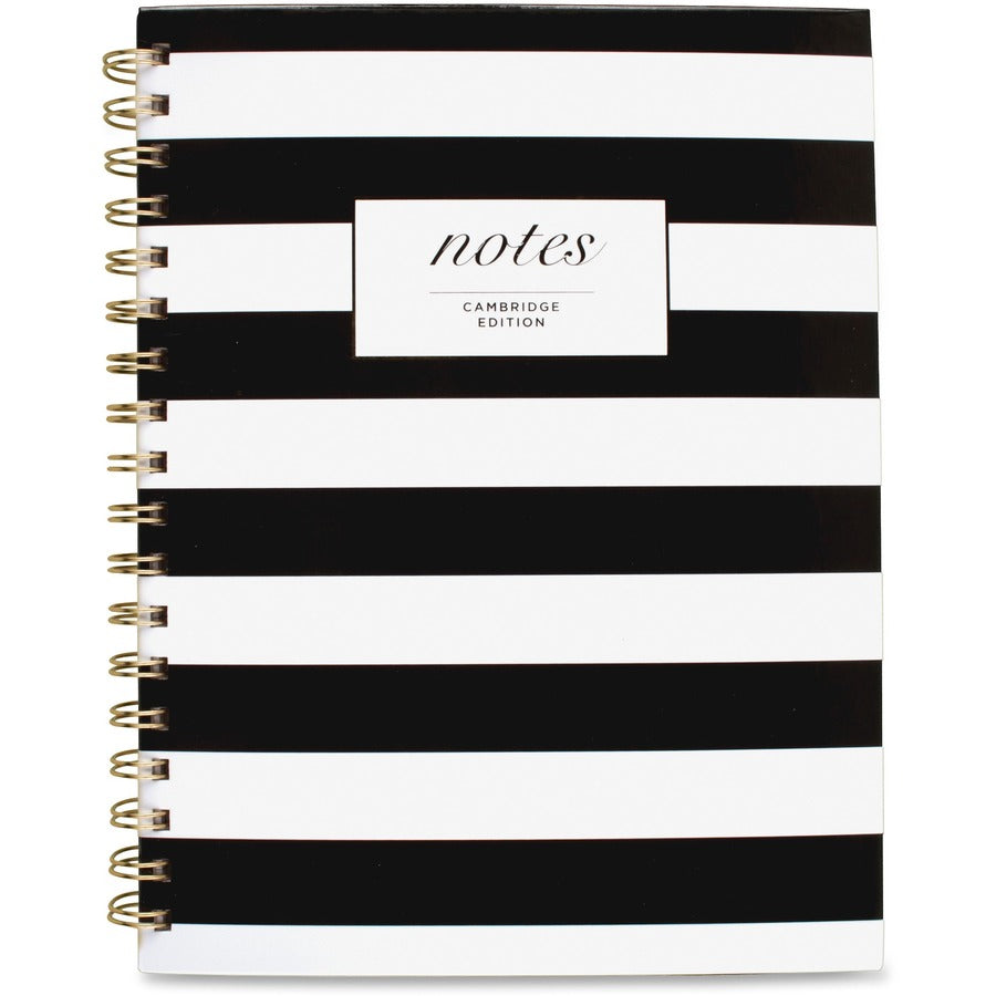 Black and White Striped Hardcover Notebook, 1-Subject, Wide/Legal Rule, Black/White Stripes Cover, (80) 9.5 x 7.25 Sheets