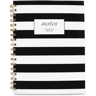 Black and White Striped Hardcover Notebook, 1-Subject, Wide/Legal Rule, Black/White Stripes Cover, (80) 9.5 x 7.25 Sheets