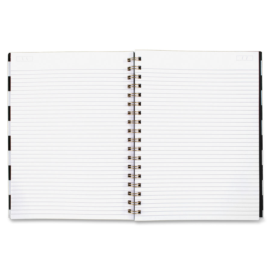 Black and White Striped Hardcover Notebook, 1-Subject, Wide/Legal Rule, Black/White Stripes Cover, (80) 9.5 x 7.25 Sheets - 3