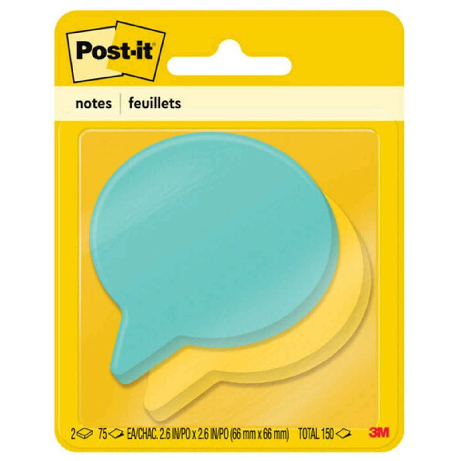 post-it-die-cut-notes-150-x-assorted-3-x-3-thought-bubble-75-sheets-per-pad-blue-green-die-cut-self-adhesive-2-pack_mmm7350blb - 1