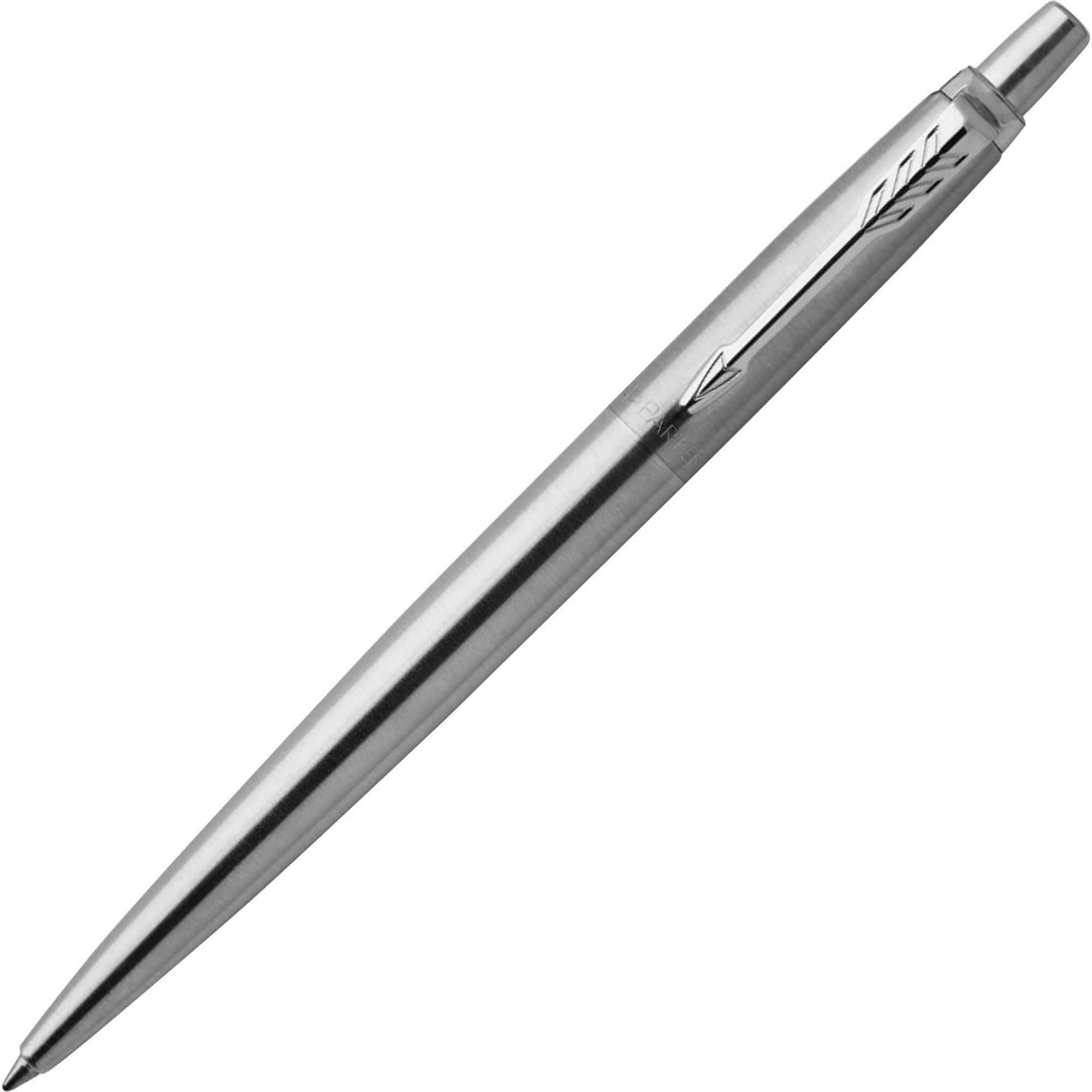 Jotter Ballpoint Pen, Retractable, Fine 0.5 mm, Blue Ink, Stainless Steel Barrel