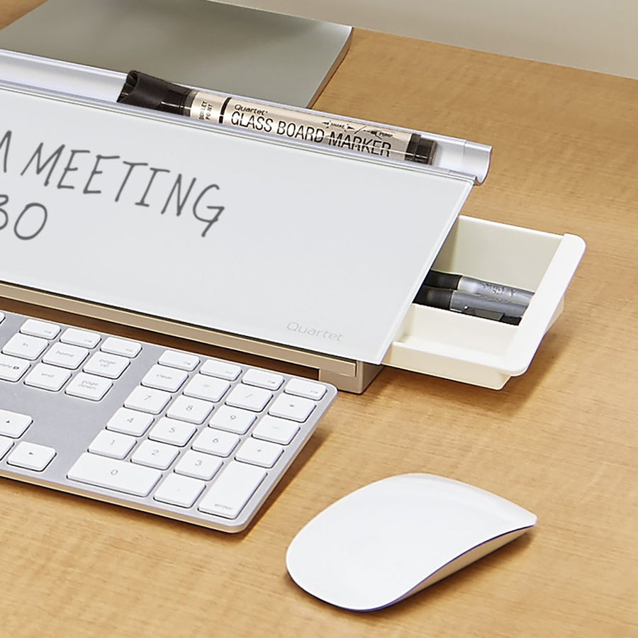 Glass Dry Erase Desktop Computer Pad, 18 x 6, White Surface