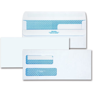 Double Window Redi-Seal Security-Tinted Envelope, #9, Commercial Flap, Redi-Seal Adhesive Closure, 3.88 x 8.88, White, 250/CT