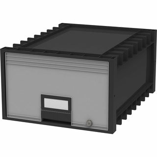Storex Archive Storage Box - External Dimensions: 18.3" Length x 11.5" Width x 24.4" Height - Heavy Duty - Stackable - Black, Gray - For Storage - Recycled - 1 Each