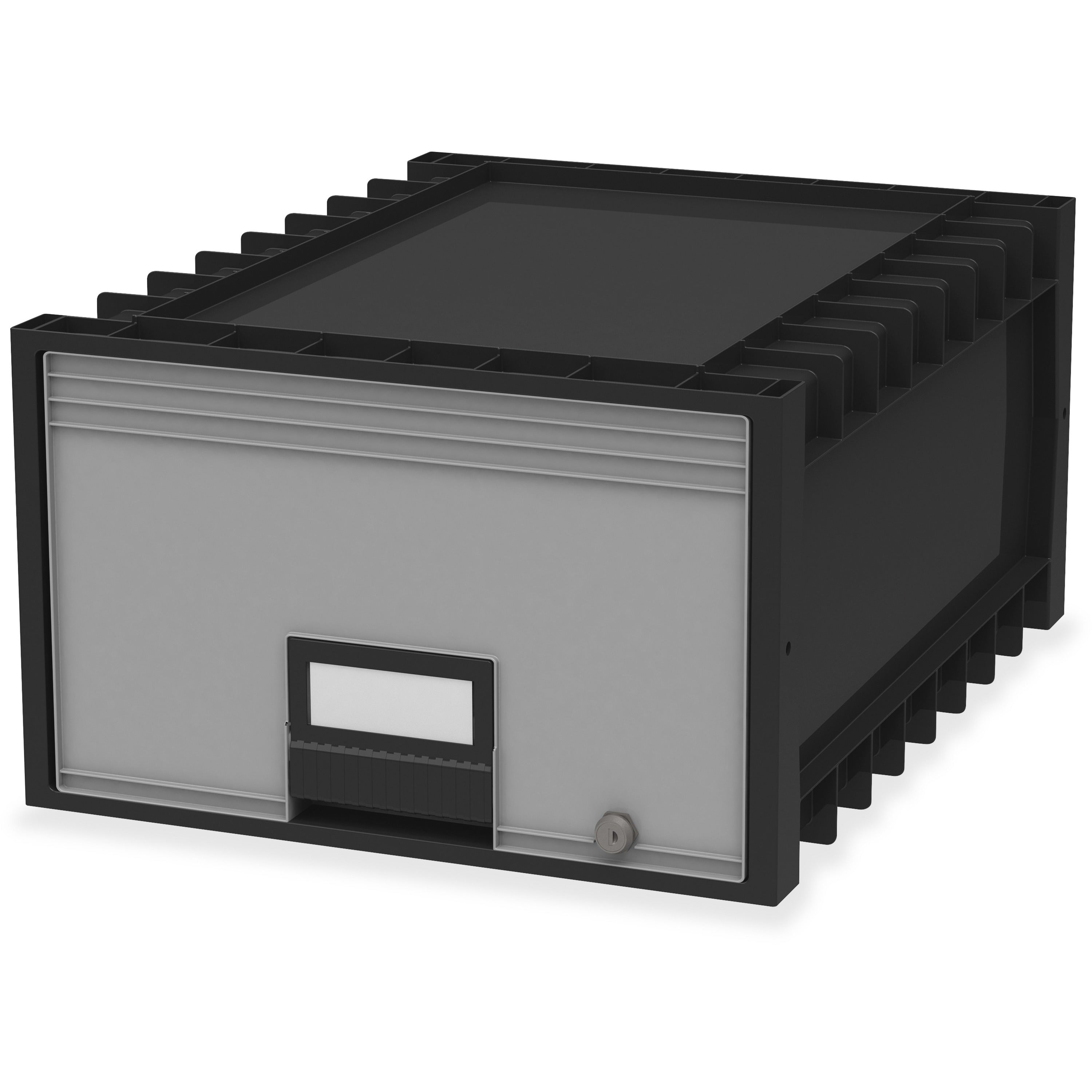 storex-archive-storage-box-external-dimensions-183-length-x-115-width-x-244-height-heavy-duty-stackable-black-gray-for-storage-recycled-1-each_stx61402u01c - 1