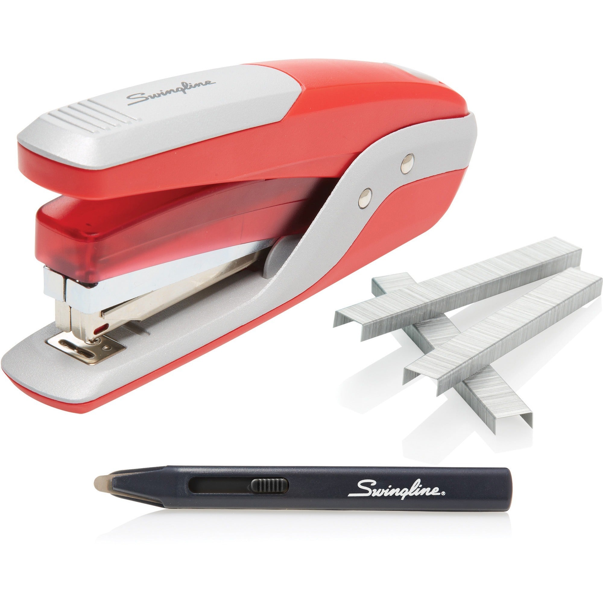 Quick Touch Stapler Value Pack, 28-Sheet Capacity, Red/Silver