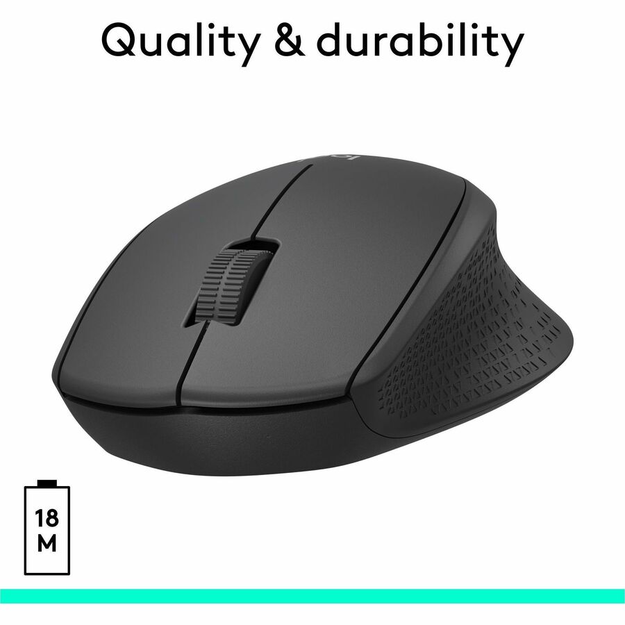 M330 Silent Plus Mouse, 2.4 GHz Frequency/33 ft Wireless Range, Right Hand Use, Black