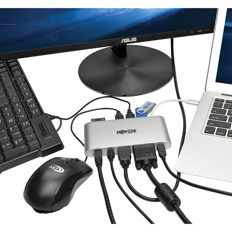 tripp-lite-by-eaton-usb-c-dock-dual-display-4k-hdmi-mdp-vga-usb-3x-5gbps-usb-a-c-hub-gbe-memory-card-100w-pd-charging-docking-station-for-notebook-tablet-pc-usb-type-c-3-x-usb-ports-3-x-usb-30-network-rj-45-hdmi-vga-mini-displ_trpu442dock1 - 3