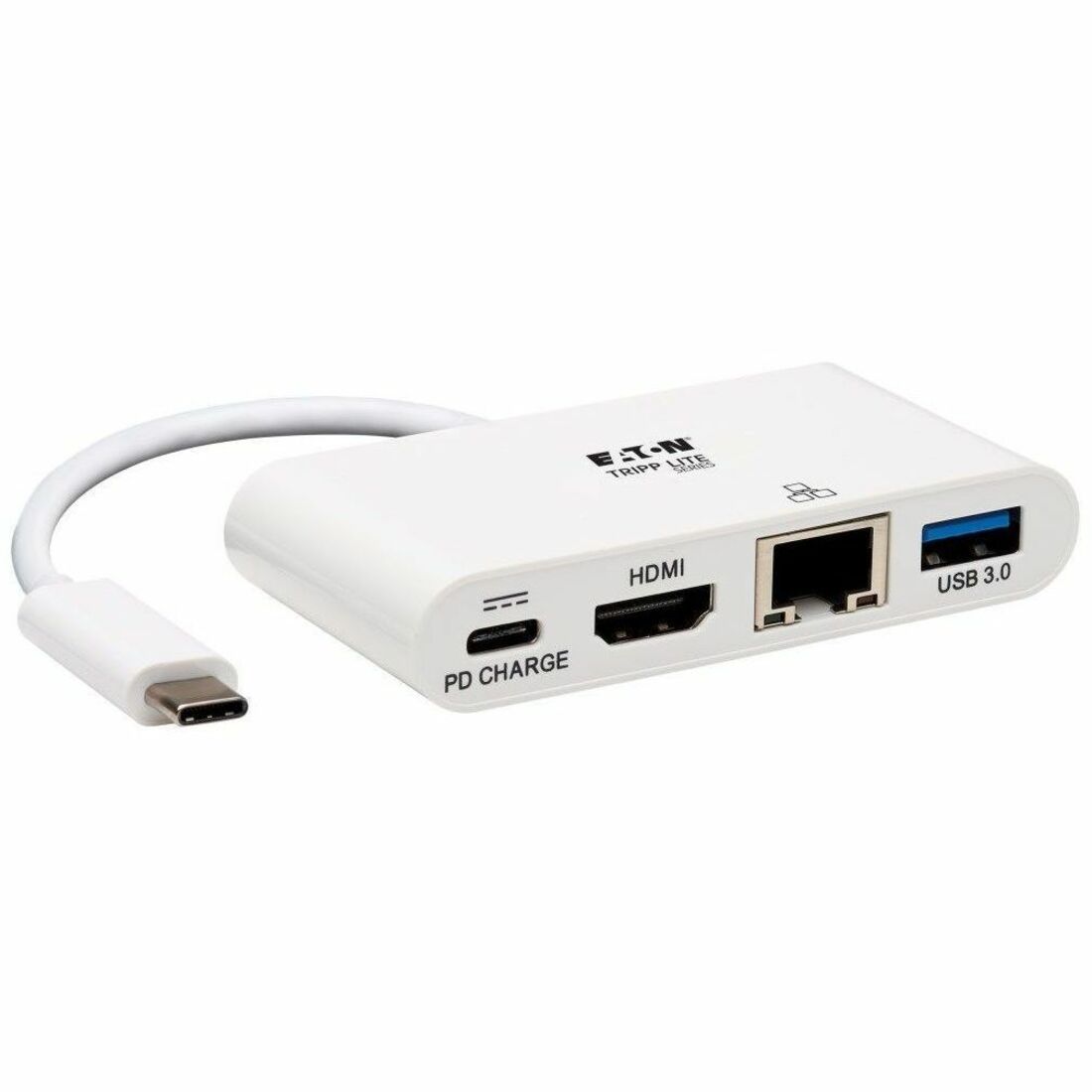 4K Dock with Charging and Ethernet, USB C/4K HDMI/USB A/PD Charging, White