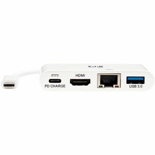 4K Dock with Charging and Ethernet, USB C/4K HDMI/USB A/PD Charging, White