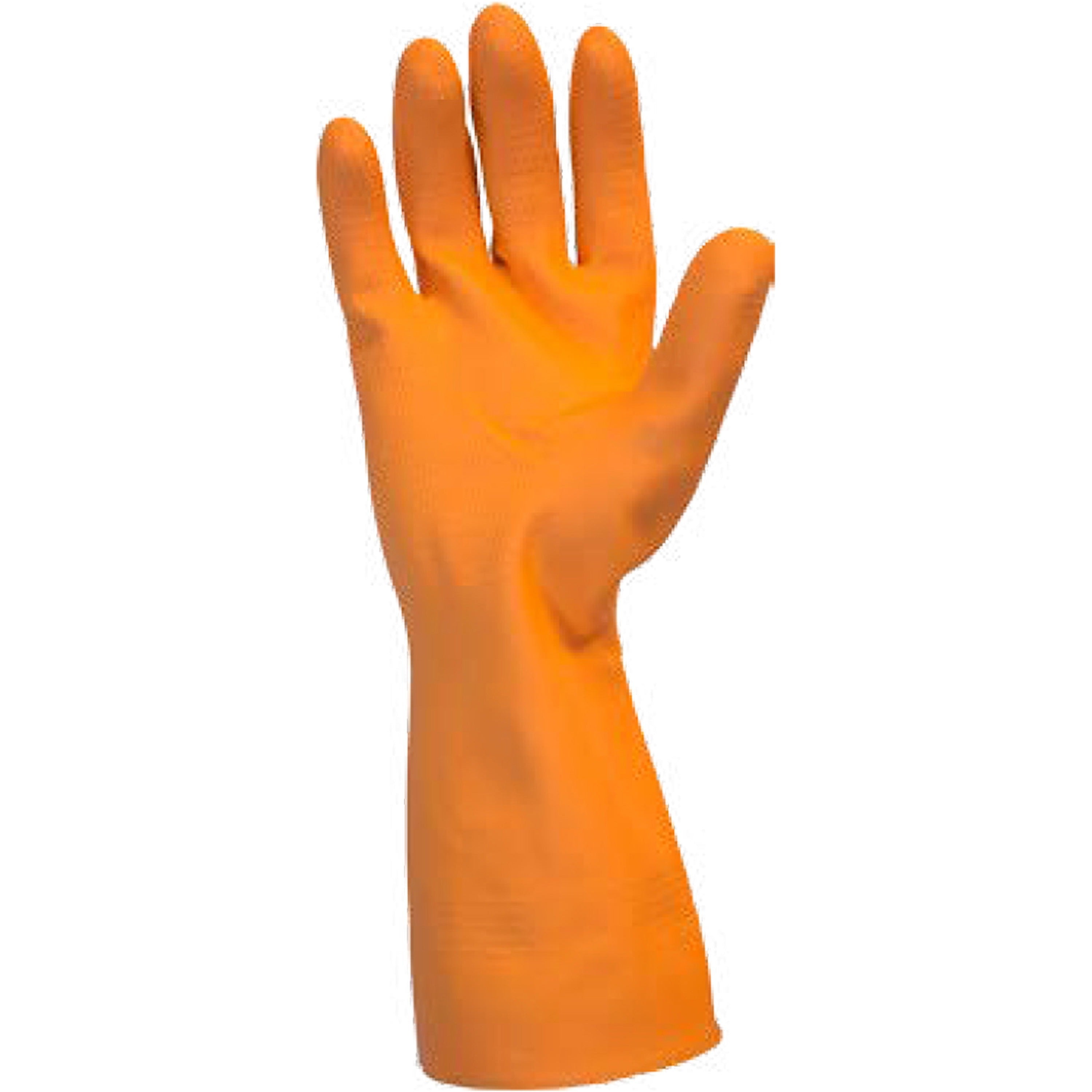 Safety Zone Orange Neoprene Latex Blend Flock Lined Latex Gloves - Chemical Protection - X-Large Size - Orange - Fish Scale Grip, Flock-lined - For Dishwashing, Cleaning, Meat Processing - 28 mil Thickness - 12" Glove Length