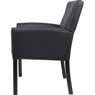 Boss Box Arm Guest Chair - Vinyl Seat - Four-legged Base - Black - 1 Each