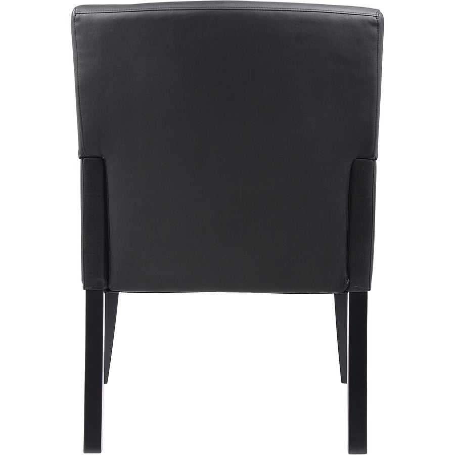 Boss Box Arm Guest Chair - Vinyl Seat - Four-legged Base - Black - 1 Each