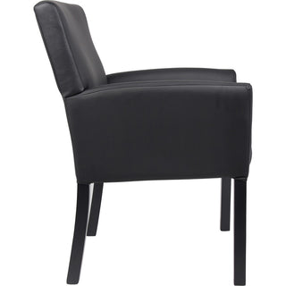 Boss Box Arm Guest Chair - Vinyl Seat - Four-legged Base - Black - 1 Each