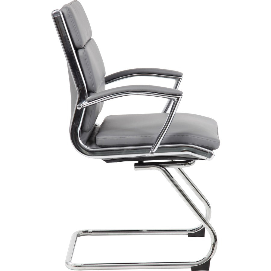 Boss B9479 CaressoftPlus Guest Executive Chair - Gray Vinyl Seat - Gray Back - High Back - Cantilever Base - 1 Each