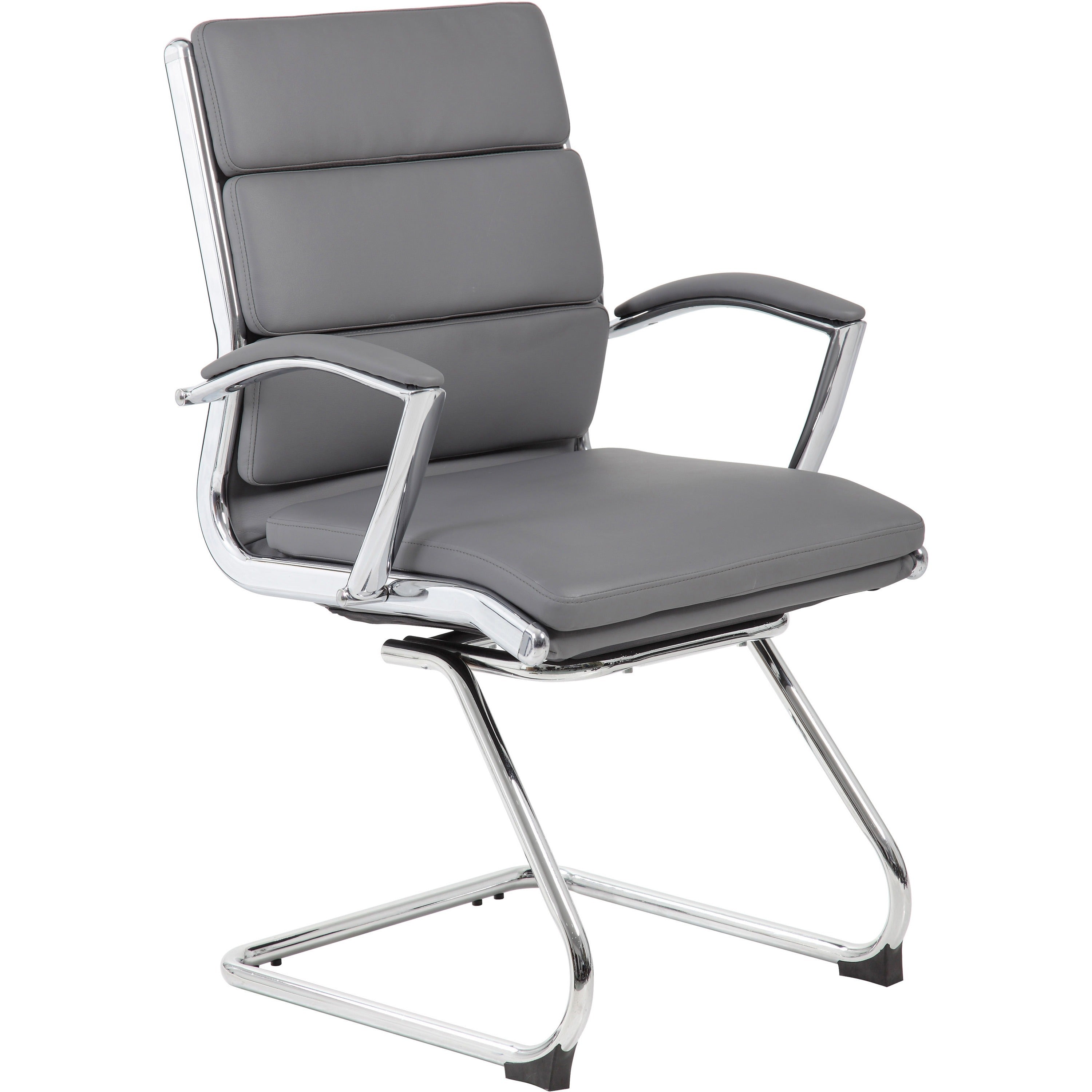 Boss B9479 CaressoftPlus Guest Executive Chair - Gray Vinyl Seat - Gray Back - High Back - Cantilever Base - 1 Each - 1