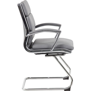 Boss B9479 CaressoftPlus Guest Executive Chair - Gray Vinyl Seat - Gray Back - High Back - Cantilever Base - 1 Each